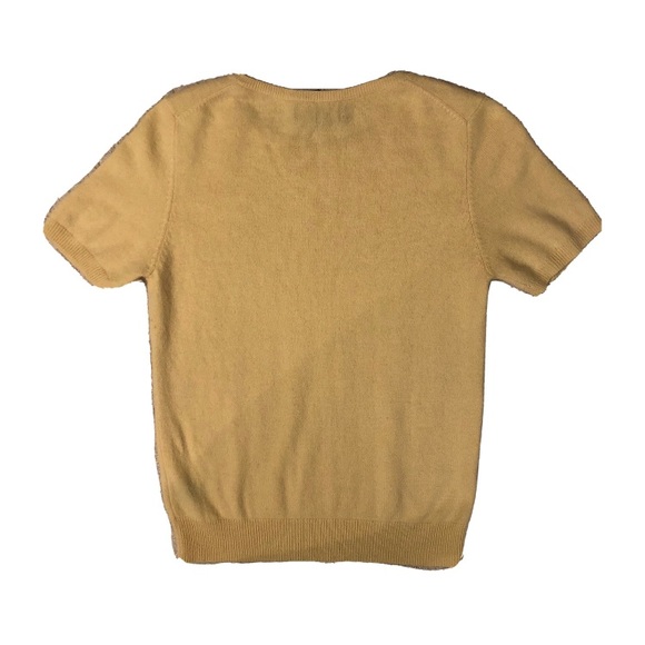 Ralph Lauren Yellow Petite Cashmere Short Sleeve Sweater. - Picture 2 of 3